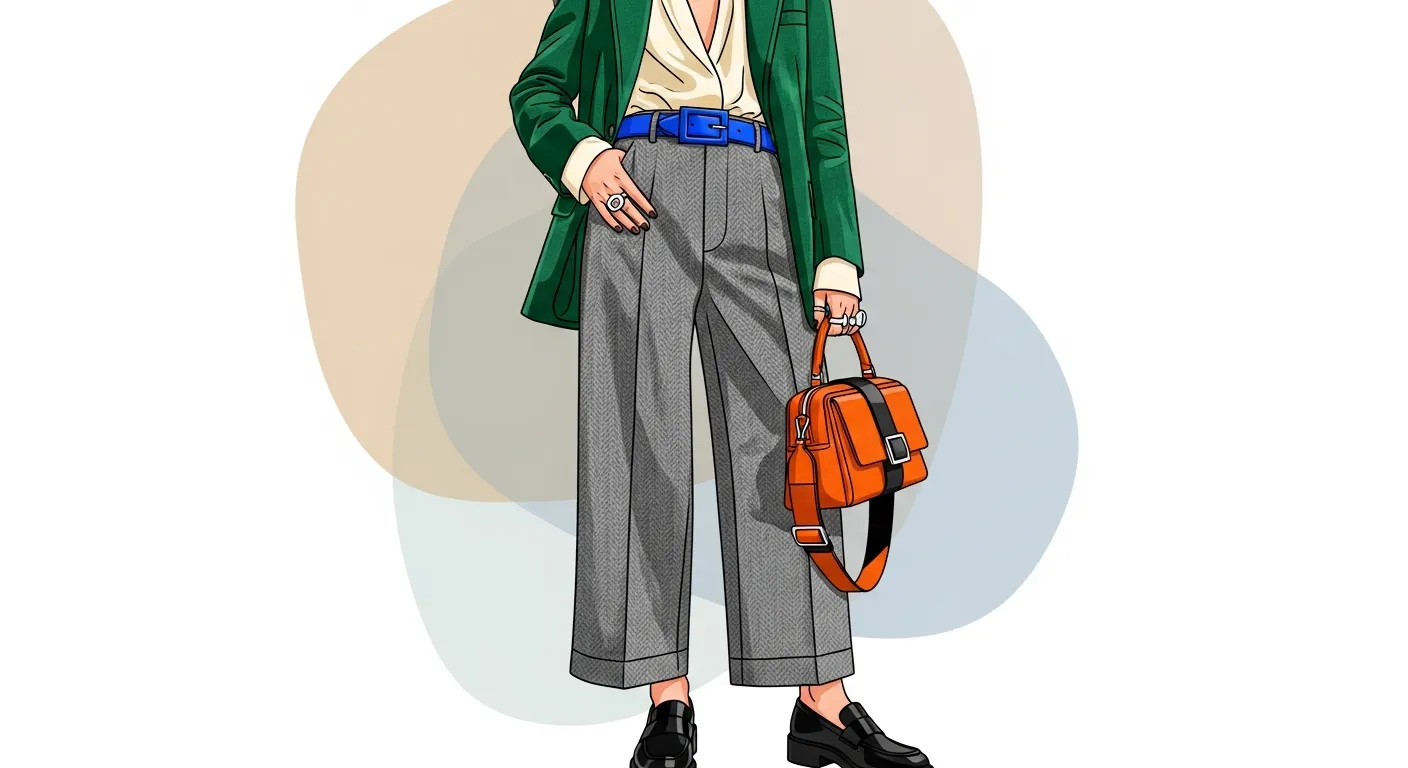 Stylish outfit combining different colors and textures for modern personal style