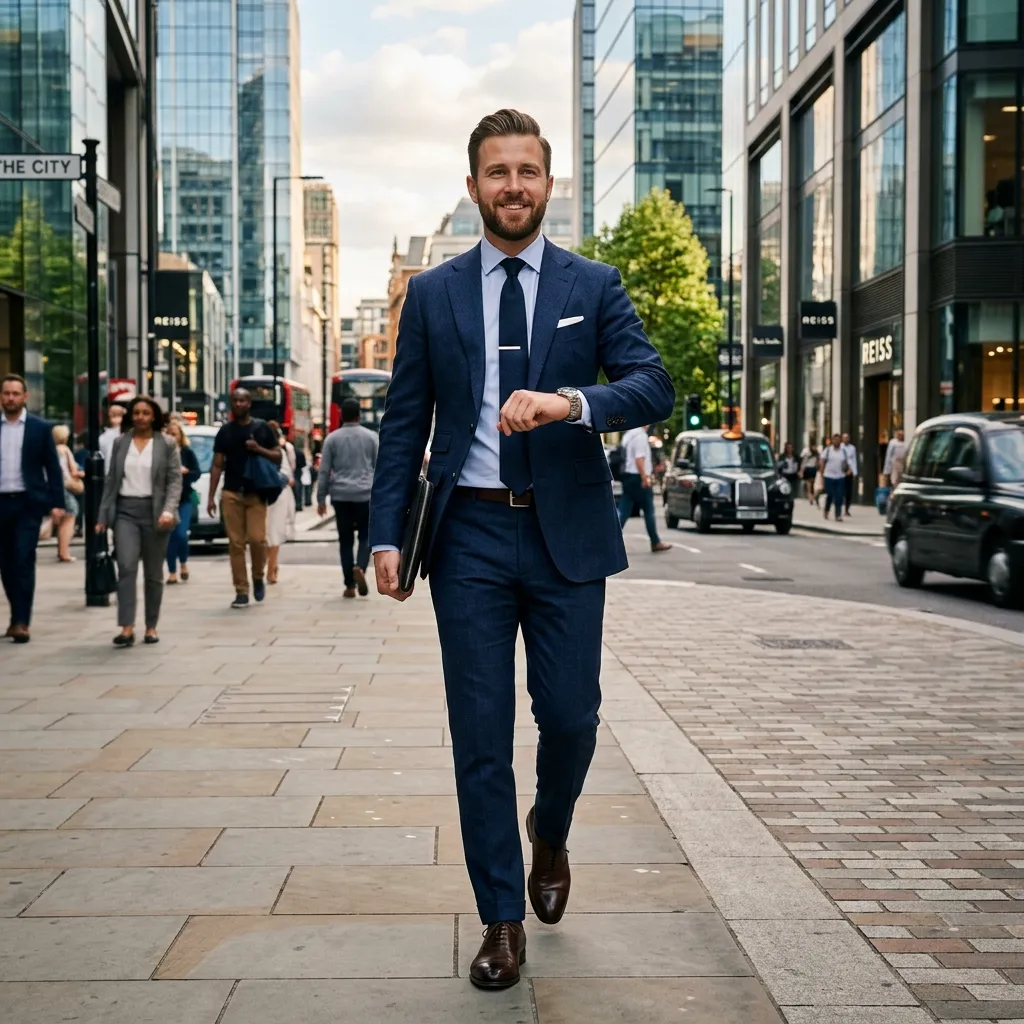 Stylish man wearing a fitted blazer and casual outfit while standing confidently in an urban setting